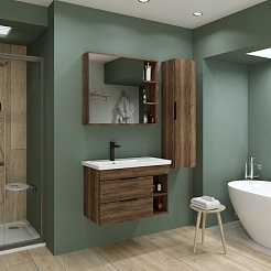 Grossman Мебель для ванной Форта 80 подвесная дуб галифакс темный – фотография-7